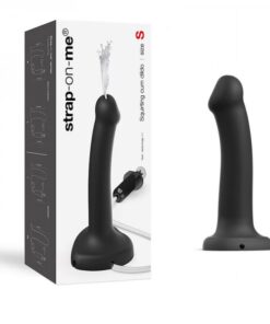 Strap-on-me Squirting Cum Semi-realistic Silicone Dildo Black S (fluid Not Included)