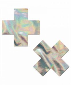 Pastease Holographic Crosses Pasties Silver