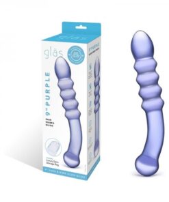 Glas Purple Rain 9 In. Ribbed Dildo