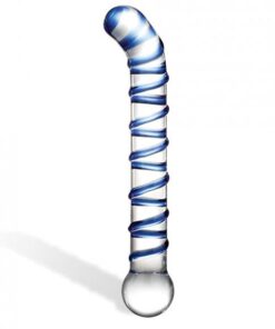 Mr Swirly 6.5 inches G-Spot Glass Dildo Clear Blue