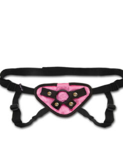 Lux Fetish Velvet Strap On Harness Pink O/S