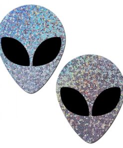 Pastease Silver Glitter Alien With Black Eyes Pasties