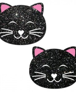 Kitty Cat Black Glitter Pasties