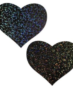 Pastease Glitter Heart Black Pasties