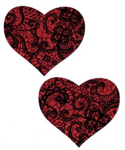 Pastease Red Glitter Heart W/ Black Lace Overlay