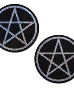 Pastease Pentagram Black & Silver Glitter Nipple Pasties