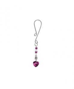 Bijoux De Cli Loop W/ Heart Charm & Fuschia Beads