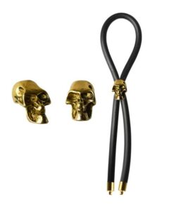 Bolo Lasso Cock Ring Gold Skull Bead Black