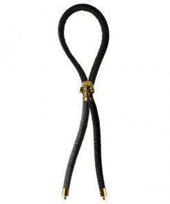 C-Cing Lasso Gold Skull Bead Leather Strap Black