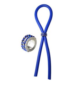 Bolo Lasso Silicone Ring Blue Gems Bead Slider