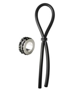 Bolo Silicone Lasso Ring Black Gems Bead Black