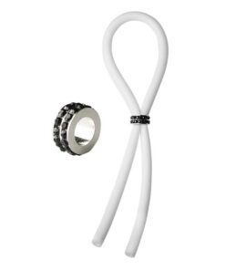 Bolo Lasso Ring Siilcone Black Gems Bead White