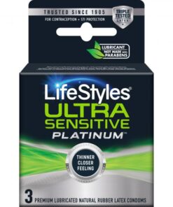 Lifestyles Ultra Sensitive Platinum Latex Condoms Pack Of 3