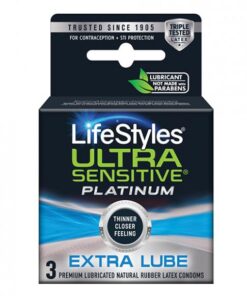 Lifestyles Ultra Sensitive Platinum Extra Lube 3pk