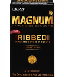 Trojan Magnum Ribbed 12 Pack Latex Condoms