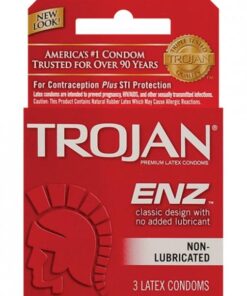 Trojan Enz Non-Lubricated Condoms - Box of 3