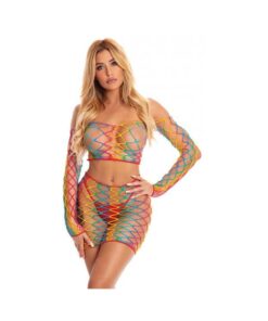 Pink Lipstick Pot Of Gold Skirt Set Rainbow O/s