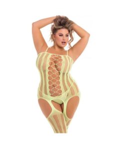 Pink Lipstick Fake News Bodystocking Yellow 1x-3x