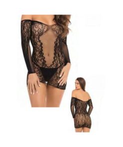 Demure Long Sleeve Mini Dress Black M/L