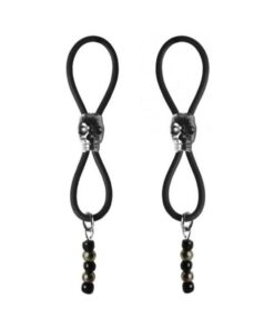 Bijoux De Nip Nipple Halos Black Skull Slider Black Silver