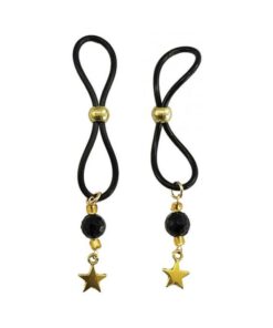 Bijoux De Nip Nipple Halos W/gold Stars - Black