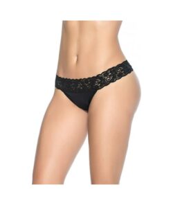 Lace Trim Thong Black Md