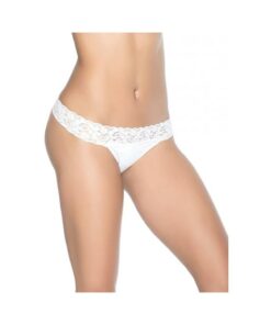 Lace Trim Thong White Lg