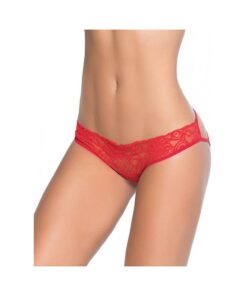 Lace Panty W/back Cage Red Lg