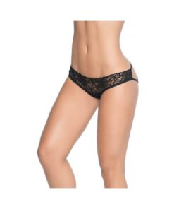 Lace Panty W/back Cage Black Sm