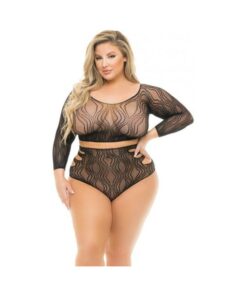 Pink Lipstick Back Me Up Top & High Waist Panty Black Qn