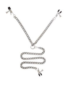 Y Style Adjustable Broad Tip Nipple Clamps With Clit Clamp Silver