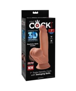 King Cock Plus 7 In. Triple Density Cock With Swinging Balls Tan