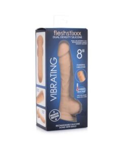 Fleshstixxx Vibrating Rechargeable Dong 8 In. Tan