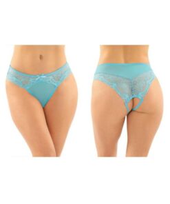 Cassia Crotchless Lace And Mesh Panty 6-pack L/xl Turquoise
