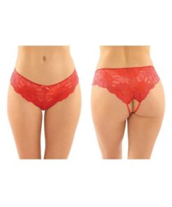 Poppy Crotchless Floral Lace Panty 6-pack L/xl Red