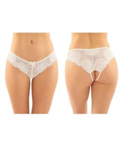 Poppy Crotchless Floral Lace Panty 6-pack L/xl White