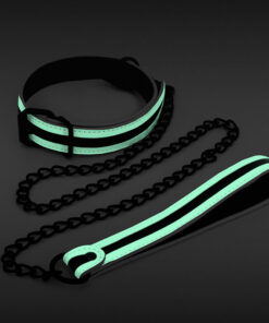 GLO Bondage Collar and Leash Green