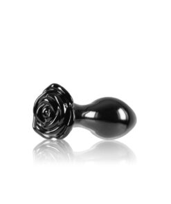 Crystal Rose Glass Anal Plug Black