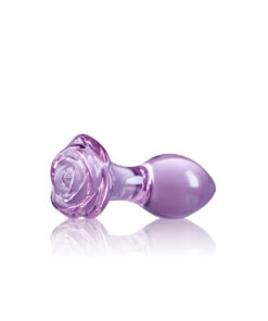 Crystal Rose Glass Anal Plug Purple