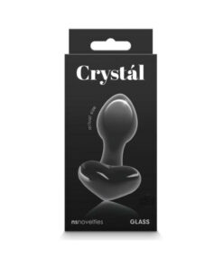 Crystal Heart Glass Anal Plug Black