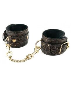 Ankle Restraints Brown Pu Floral Print With Faux Fur Lining