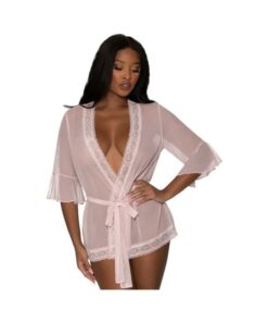 Magic Silk Seabreeze Robe W Lace Trim Blush L/xl
