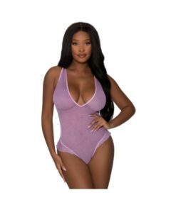 Magic Silk Girl Next Door Plunge Teddy Lilac L/xl
