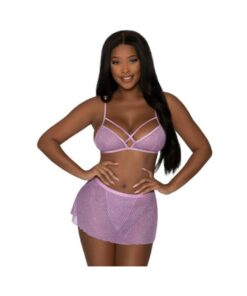 Magic Silk Girl Next Door Bralette W Skirt Lilac S/m
