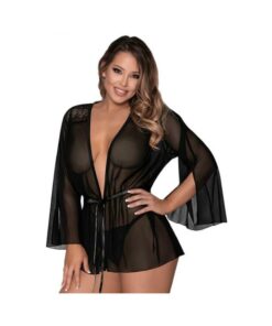 Magic Silk Modern Romance Short Robe Black L/xl