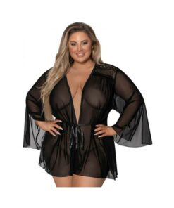 Magic Silk Modern Romance Short Robe Black Queen Size