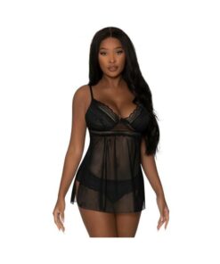 Magic Silk Modern Romance Baby Doll & Thong Black L/xl