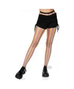 Neon Rainbow Stripe Pantyhose Os