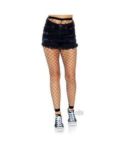 Diamond Net Footless Tights Os Blk