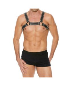 Premium Leather D-ring Zipper Bulldog Harness S/m Black